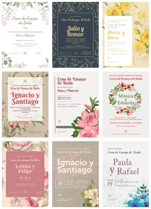 Edita tu invitación a cena de pre boda