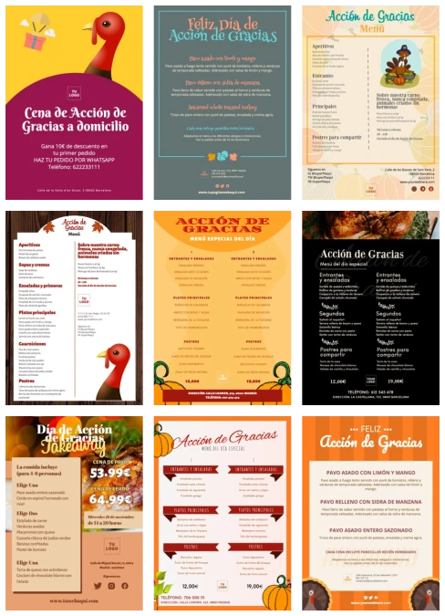 Edita un menú de Acción de Gracias
