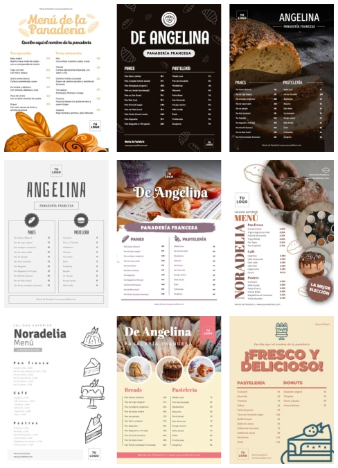Edita un menú de panadería