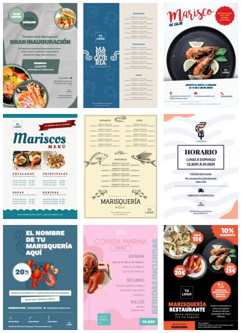 Edita un flyer de Marisquería