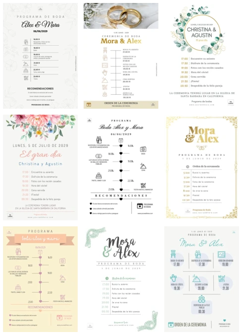 Edita un programa para boda