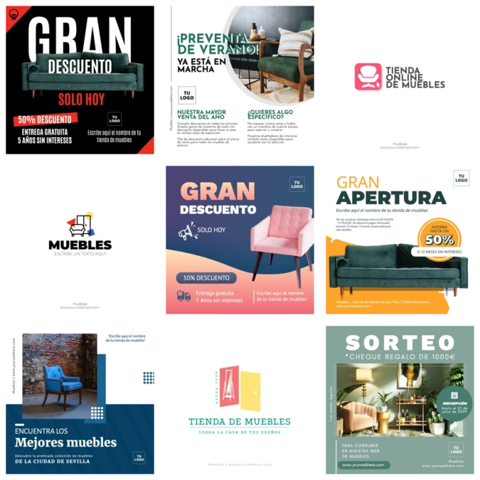 Edita un flyer de tienda de muebles