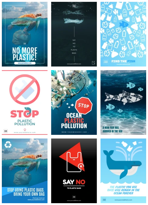 Edit a poster on stop plastic pollution