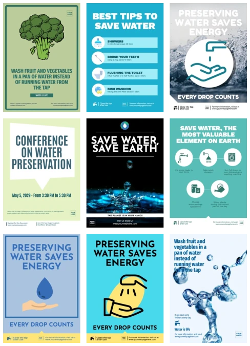 Edit a poster to Save Water