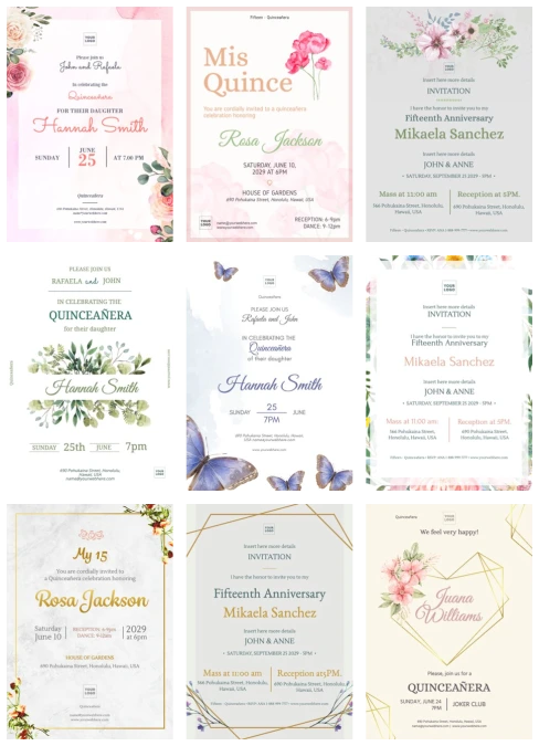 Edit a Quinceañera invitation template