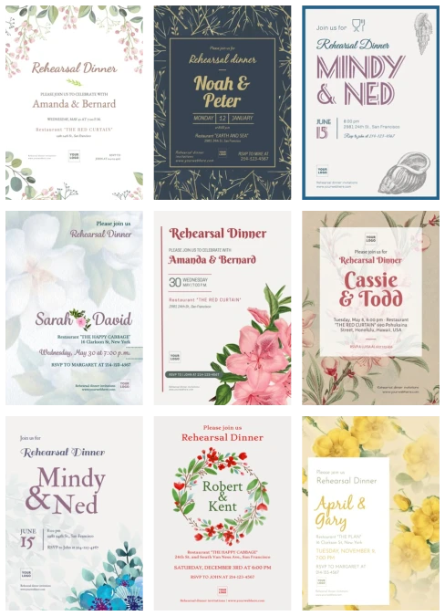 Edit a Rehearsal Dinner template