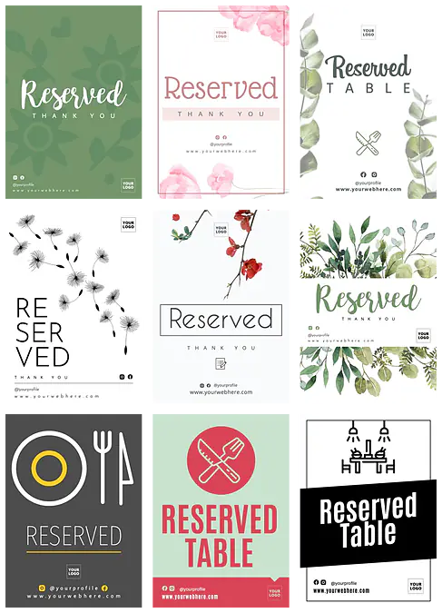 Table Sign Simple Printable Reserved Table Signs