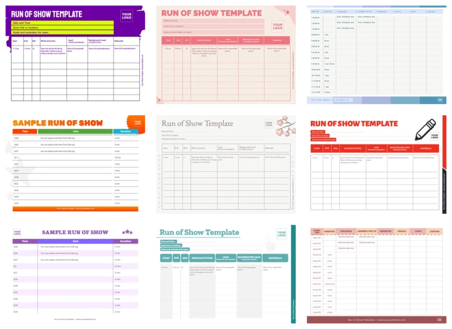 Create a Run of Show Template for Events