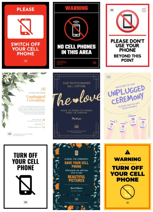Edit a no cell phone sign