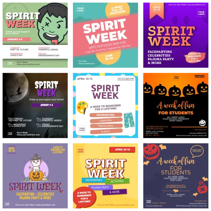 Free Editable Spirit Week Poster Templates