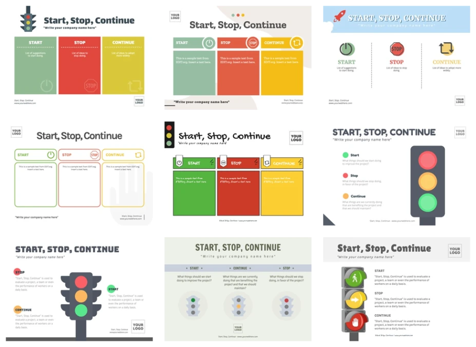 Free Start Stop Continue Templates