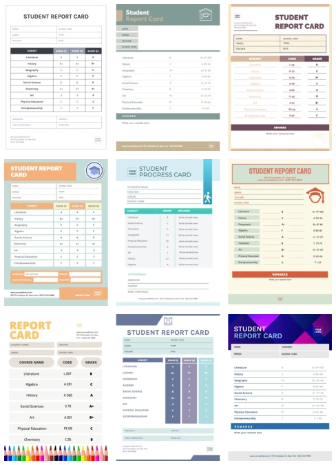 Customizable Student Report Card Templates