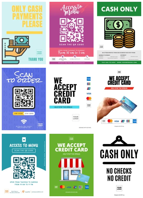 Custom payment sign templates to print