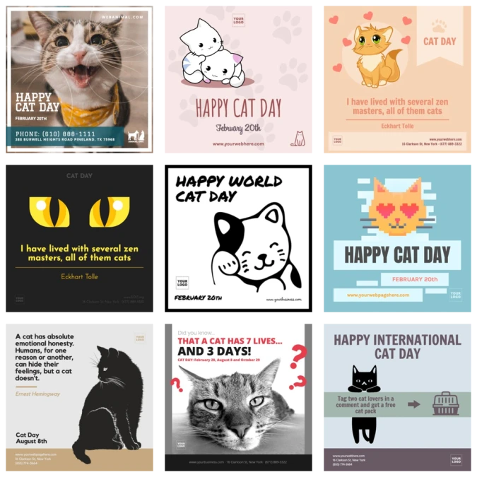 Edite um template de Dia do Gato