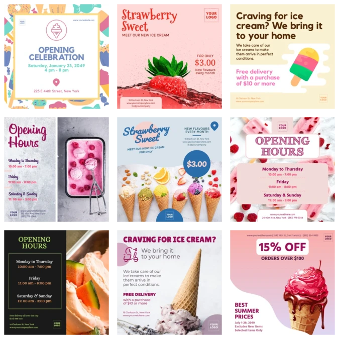 Edit a design for an ice cream shop