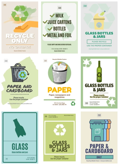 Editable Reduce, Reuse and Recycle Posters