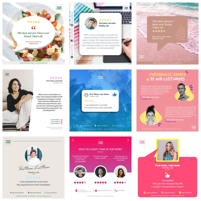 Edit a Testimonial template