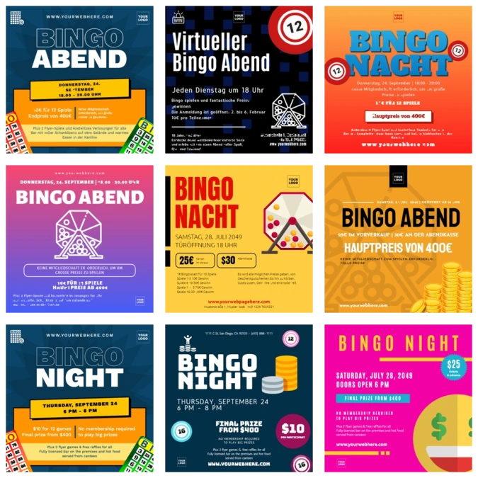 Bearbeite eine Vorlage für Bingo Abende
