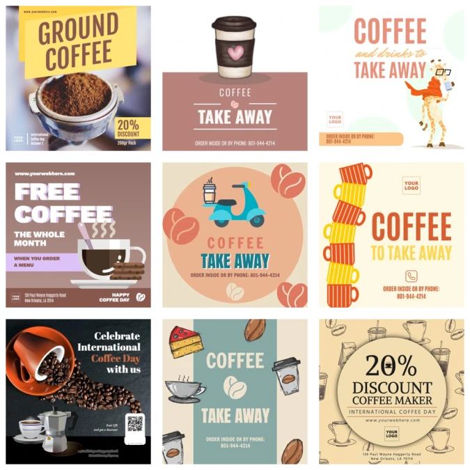 Bearbeite eine Vorlage für den Tag des Kaffees