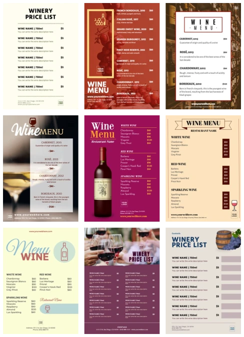 Editar uma carta de vinhos