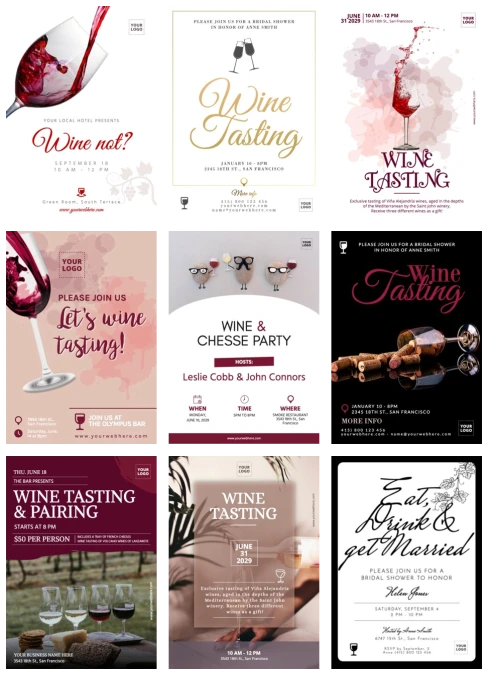 Publicar um folheto de degustação de vinhos