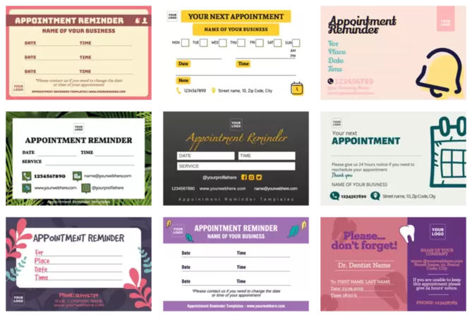 Free Printable Appointment Card Templates