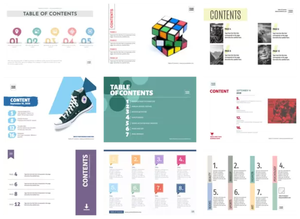 Eine Vorlage für das Inhaltsverzeichnis bearbeiten