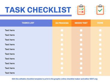 Modelli di Checklist online editabili 